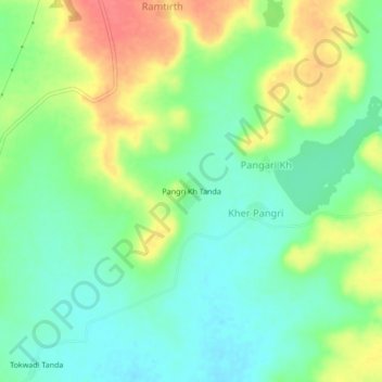 Mappa topografica Pangri Kh Tanda, altitudine, rilievo