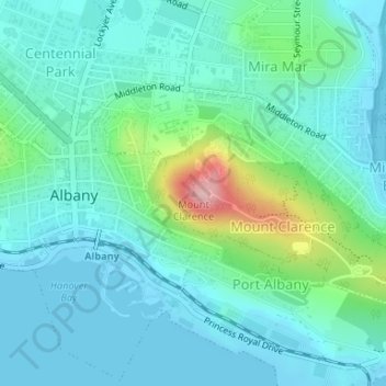 Mappa topografica Mount Clarence, altitudine, rilievo