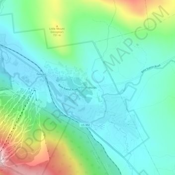 Mappa topografica Bretton Woods, altitudine, rilievo