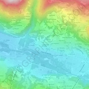 Mappa topografica Le Villard, altitudine, rilievo