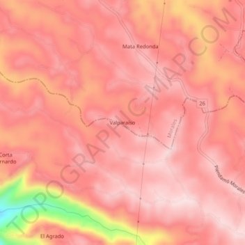Mappa topografica Valparaíso, altitudine, rilievo