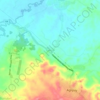 Mappa topografica Gamis, altitudine, rilievo