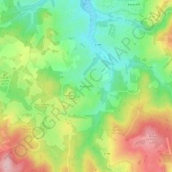 Mappa topografica Bouzogles, altitudine, rilievo