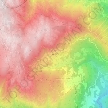 Mappa topografica Samão, altitudine, rilievo
