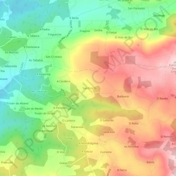 Mappa topografica San Fins, altitudine, rilievo