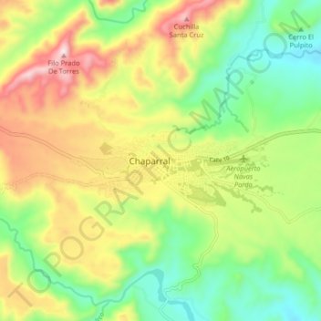 Mappa topografica Chaparral, altitudine, rilievo