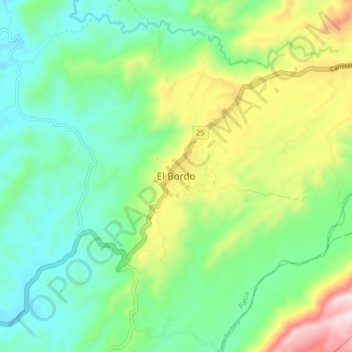 Mappa topografica El Bordo, altitudine, rilievo