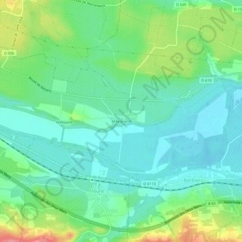 Mappa topografica Millegrand, altitudine, rilievo