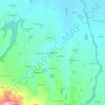 Mappa topografica Montebolzone, altitudine, rilievo