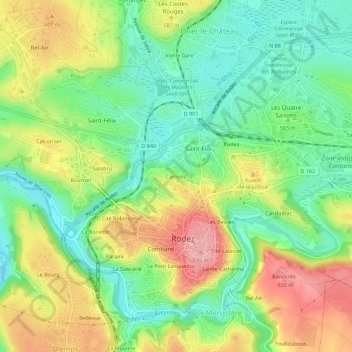 Mappa topografica Camonil, altitudine, rilievo