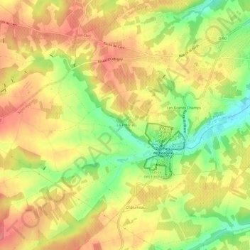 Mappa topografica La Poterie, altitudine, rilievo