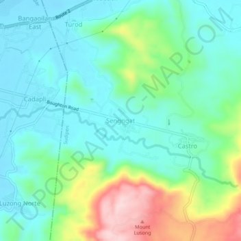 Mappa topografica Sengngat, altitudine, rilievo
