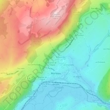 Mappa topografica Le Tremplin, altitudine, rilievo