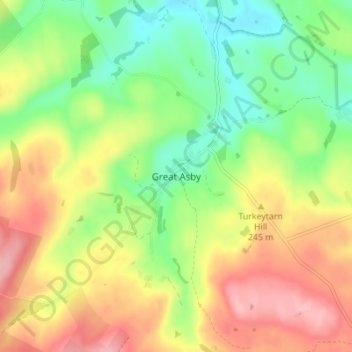 Mappa topografica Great Asby, altitudine, rilievo