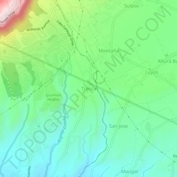 Mappa topografica Tranca, altitudine, rilievo