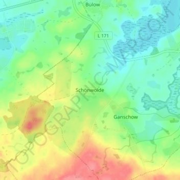 Mappa topografica Schönwolde, altitudine, rilievo