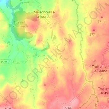 Mappa topografica La Butte, altitudine, rilievo