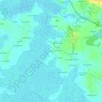 Mappa topografica Le Gué, altitudine, rilievo