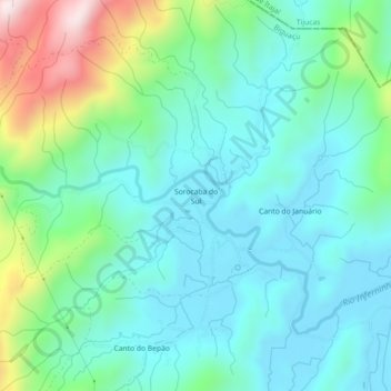 Mappa topografica Sorocaba do Sul, altitudine, rilievo