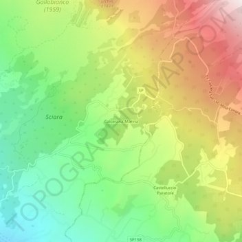 Mappa topografica Calcerana-Marina, altitudine, rilievo