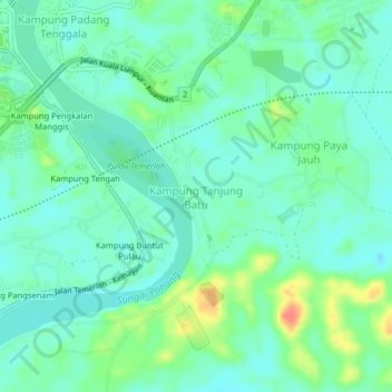 Mappa topografica Kampung Tanjung Batu, altitudine, rilievo