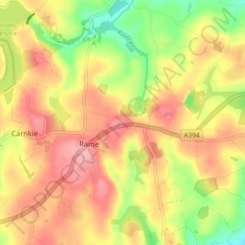 Mappa topografica Hernis, altitudine, rilievo