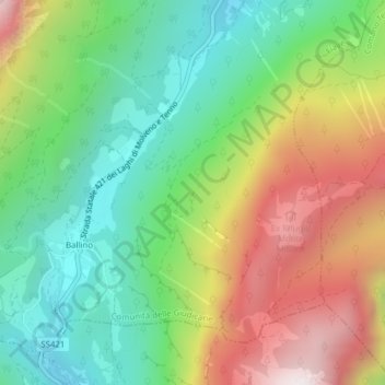 Mappa topografica Cercenà, altitudine, rilievo