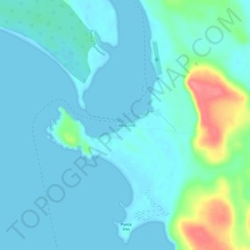 Mappa topografica Caleta Inío, altitudine, rilievo