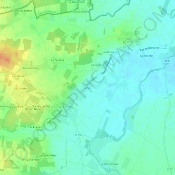 Mappa topografica Jarles, altitudine, rilievo