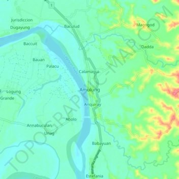 Mappa topografica Amulung, altitudine, rilievo