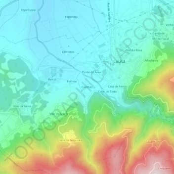 Mappa topografica Cacilhas, altitudine, rilievo