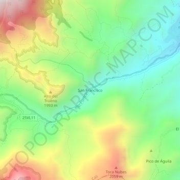 Mappa topografica San Francisco, altitudine, rilievo