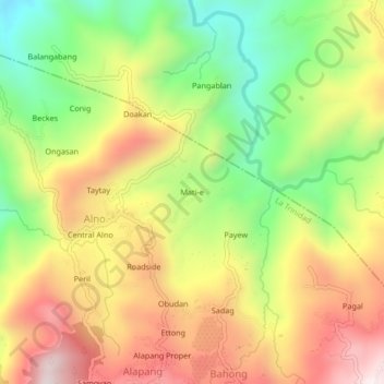 Mappa topografica Mati-e, altitudine, rilievo