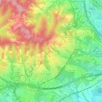 Mappa topografica Bellaterra, altitudine, rilievo