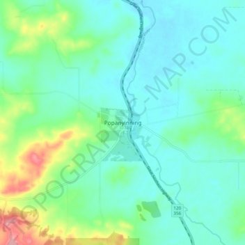 Mappa topografica Popanyinning, altitudine, rilievo