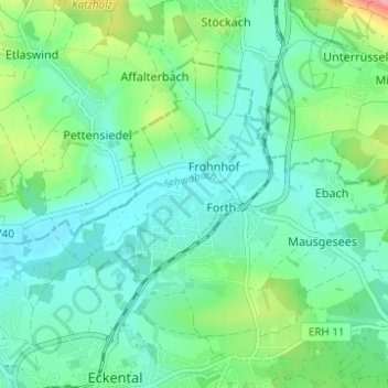 Mappa topografica Büg, altitudine, rilievo