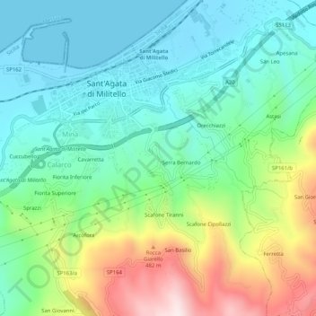 Mappa topografica Pairò, altitudine, rilievo