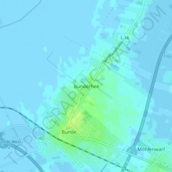 Mappa topografica Bunderhee, altitudine, rilievo