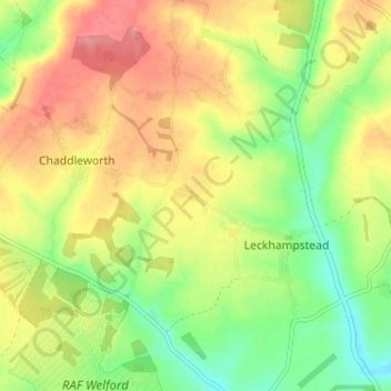 Mappa topografica Leckhampstead Thicket, altitudine, rilievo