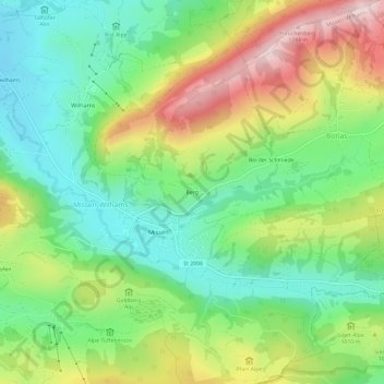 Mappa topografica Berg, altitudine, rilievo