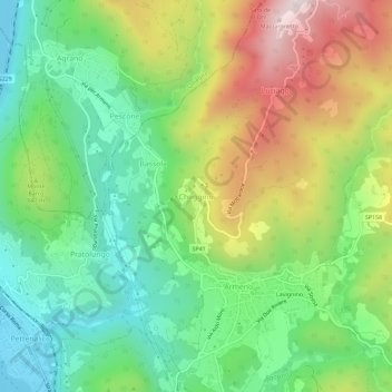 Mappa topografica Cheggino, altitudine, rilievo
