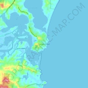 Mappa topografica Tuross Head, altitudine, rilievo
