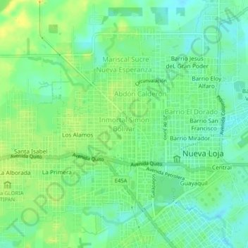 Mappa topografica Inmortal Simón Bolívar, altitudine, rilievo
