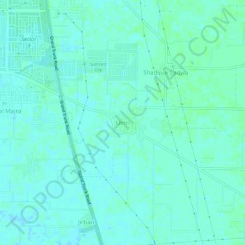 Mappa topografica Umri, altitudine, rilievo