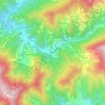 Mappa topografica Frisolino, altitudine, rilievo