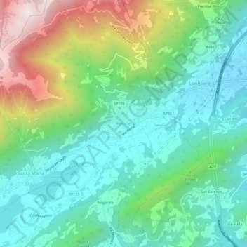 Mappa topografica Revine, altitudine, rilievo