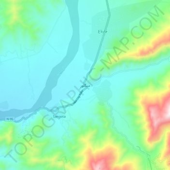 Mappa topografica Manglawar, altitudine, rilievo