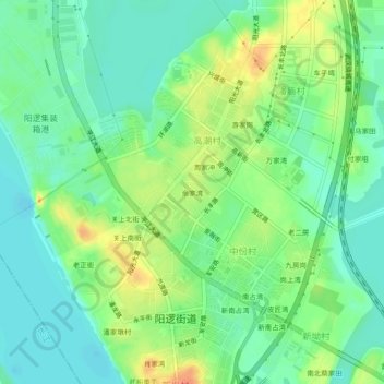 Mappa topografica 余家湾, altitudine, rilievo