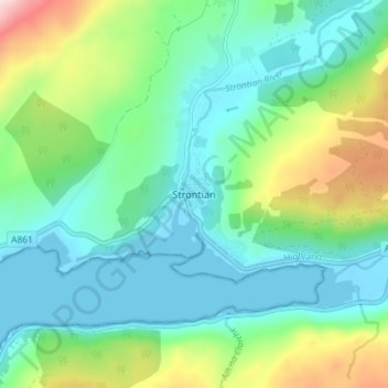 Mappa topografica Strontian, altitudine, rilievo