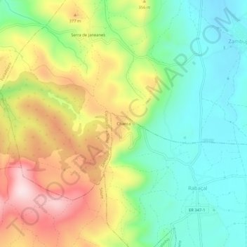 Mappa topografica Chanca, altitudine, rilievo